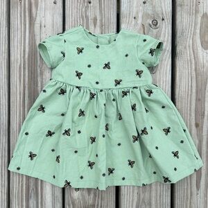 Mint Green Kids Dress with Bumblebee Design